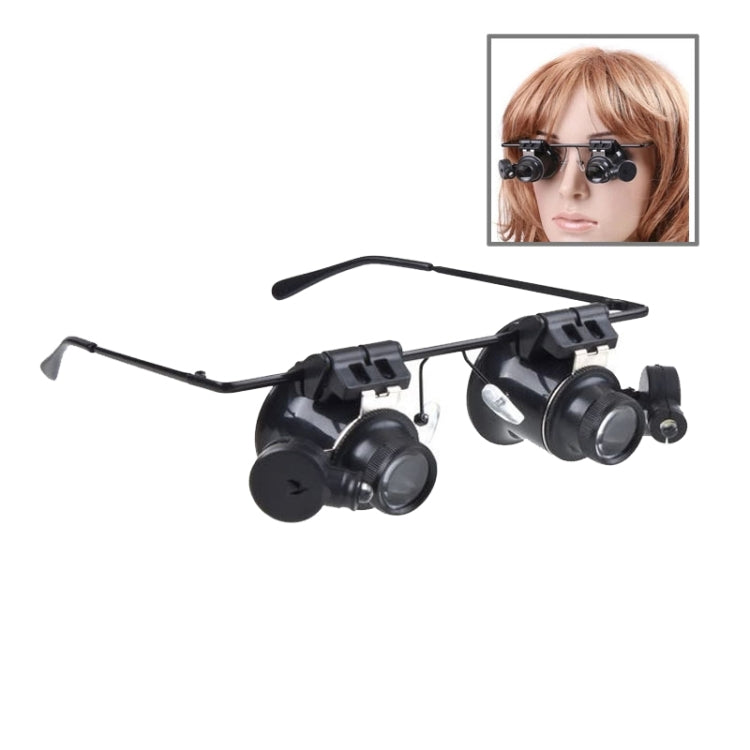 20X Glasses Type Watch Loupe Magnifier with LED Light(Black)
