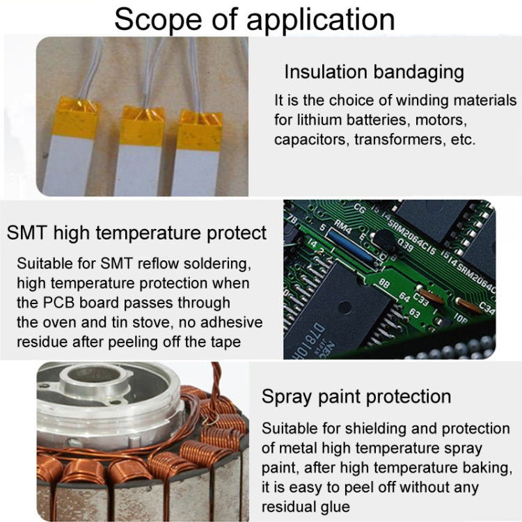 45mm High Temperature Resistant Clear Heat Dedicated Polyimide Tape with Silicone Adhesive, Length: 33m, 45mm