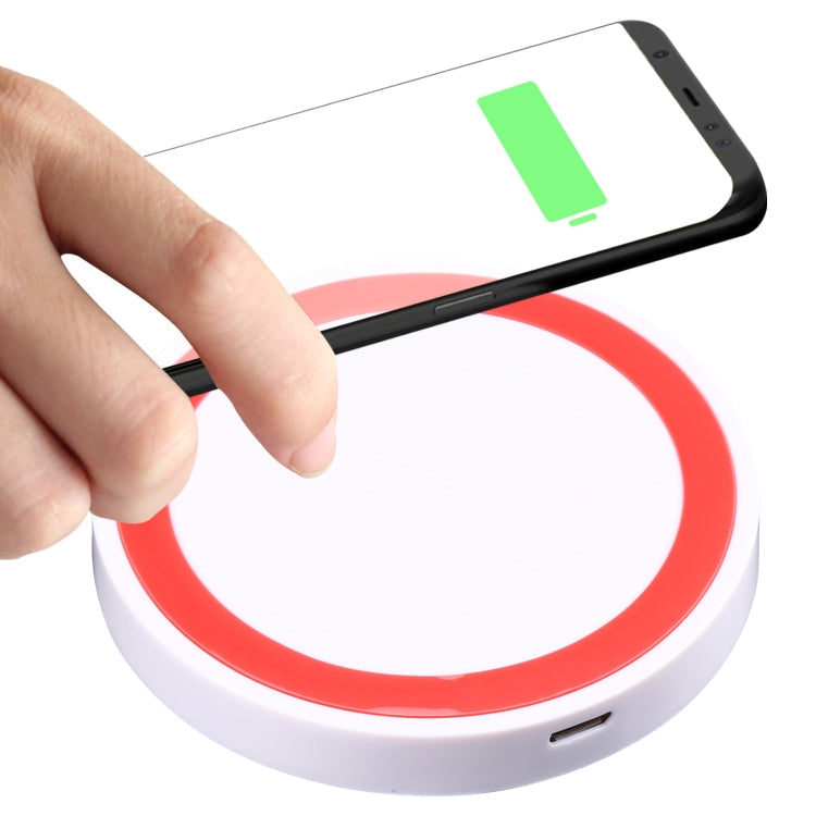 Universal QI Standard Round Wireless Charging Pad (White + Red), White, Black + White, Black + Orange, White + Black, Black + Blue, Black + Red, Grey+Black, White + Red