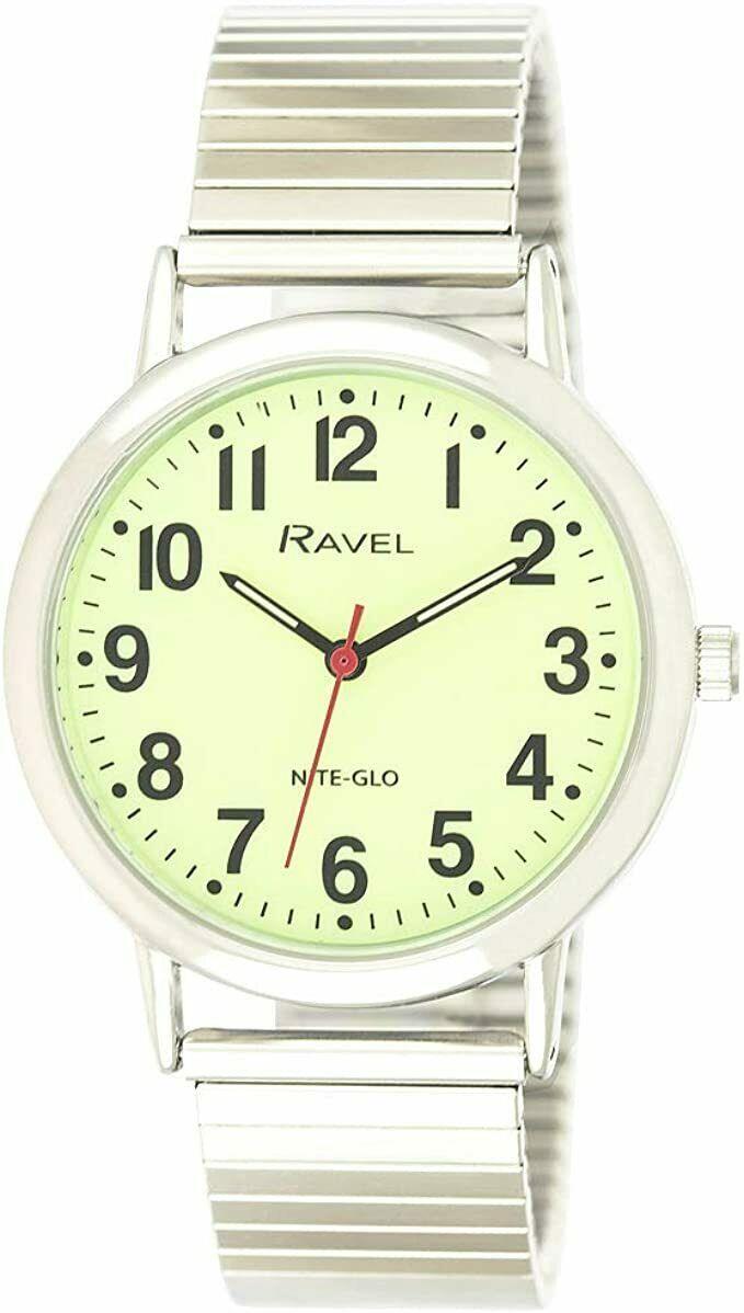 Ravel Ravel Mens Glow in The Dark Luminous Dial Watch - Stainless Steel Expander Bracelet R.GLEX.01