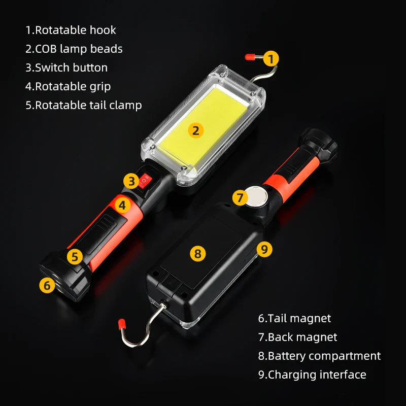 Led Portable Magnetic Light Hook Clip Waterproof