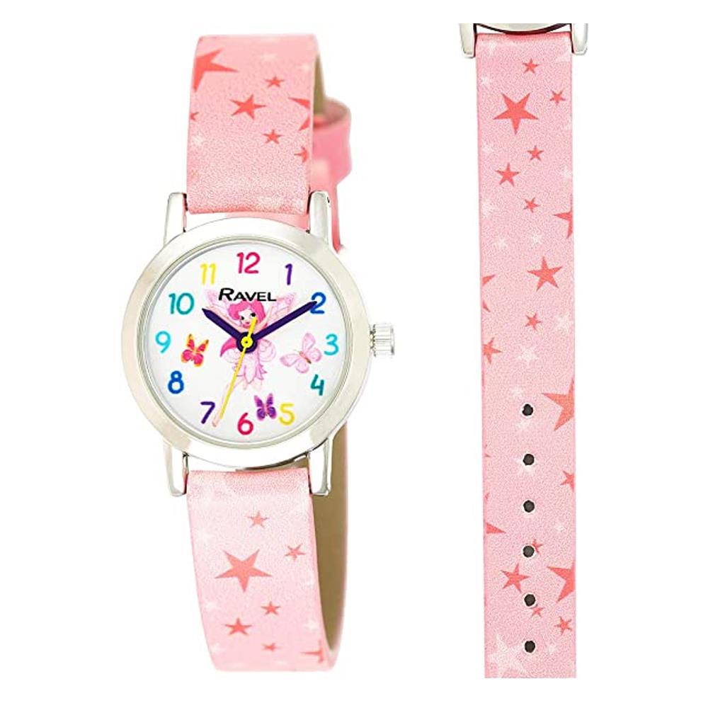 Ravel Ravel Children's Fairy Dial With Pink Stars Strap Watch - R1810.4