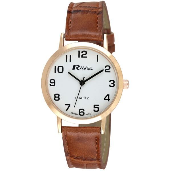 RAVEL Ravel Mens Classic Strap Watch Brown / Gold Watch R0102.14.1A