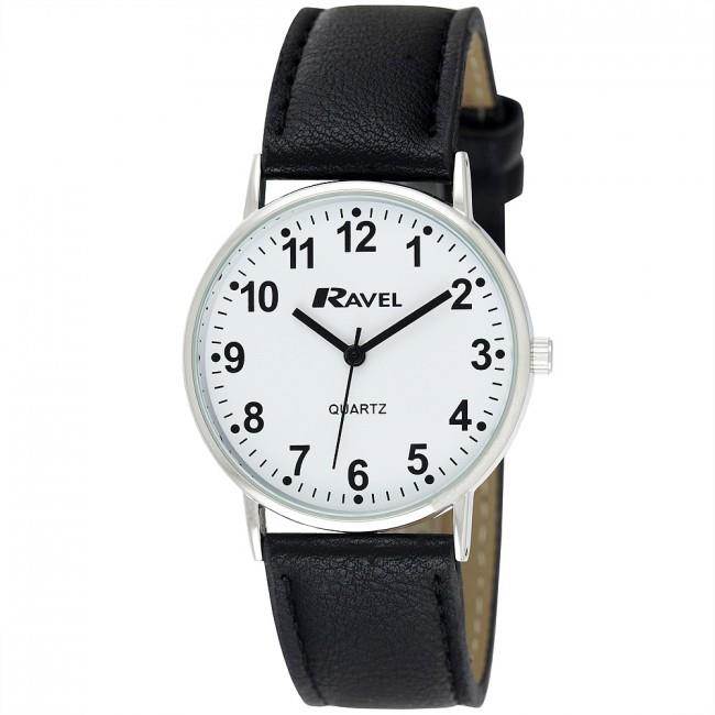 RAVEL Ravel Mens Classic Strap Watch Black / Silver / White Watch R0129.15.1