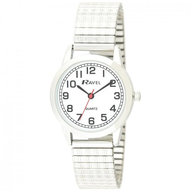 Ravel Ravel Ladies Bold Number White Dial Expander Bracelet Watch R0232.11.2