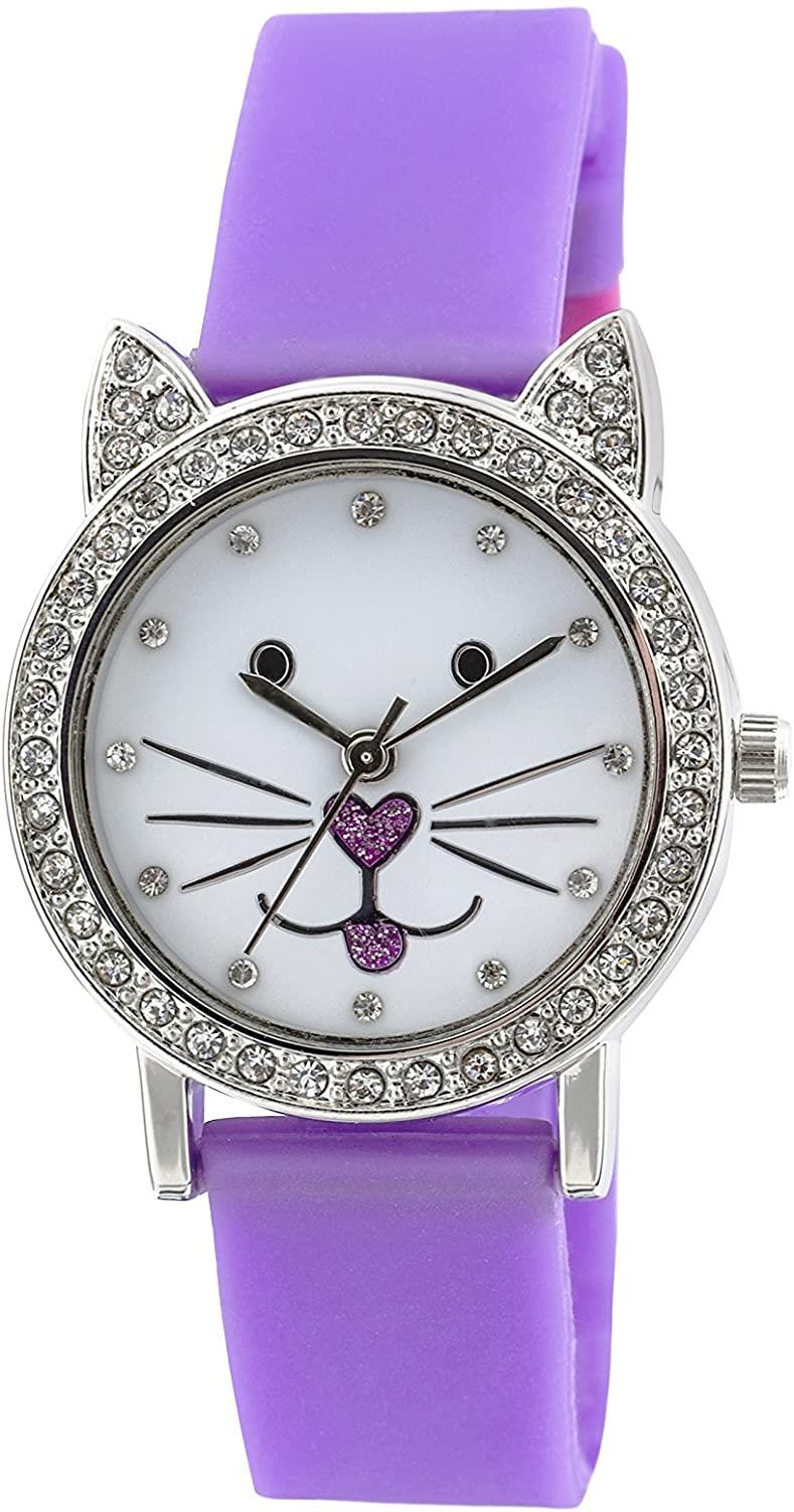 TIKKERS Tikkers Children white Dial Analogue Display Purple silicone Strap Watch TK0107