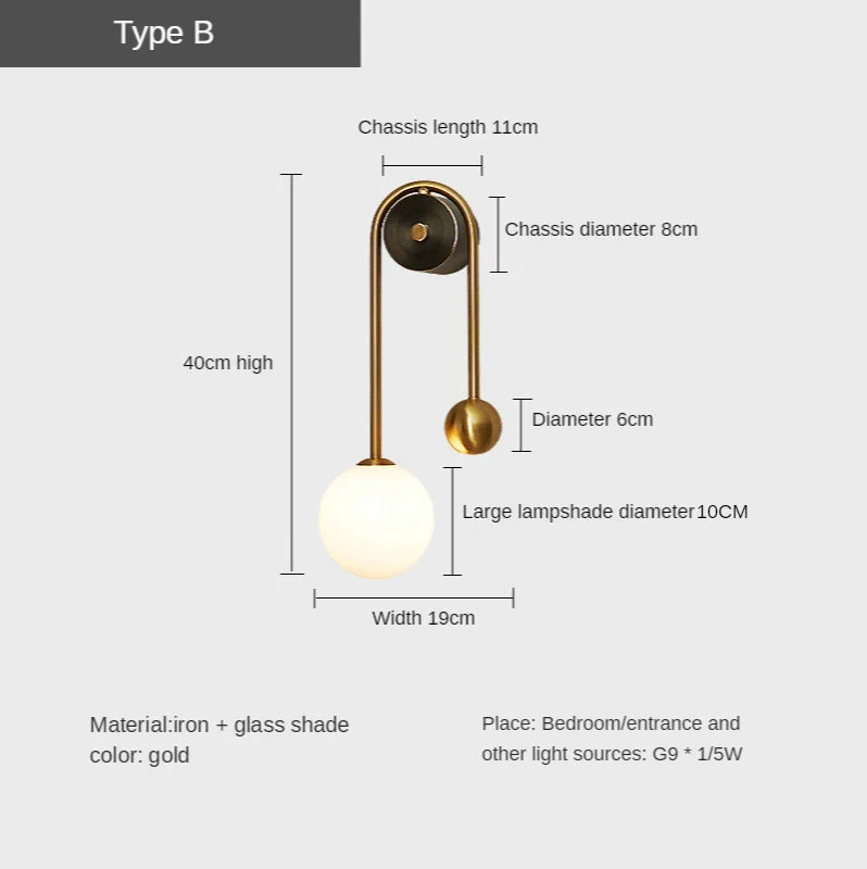 Modern Wall Lamp Glass Ball Lampshade