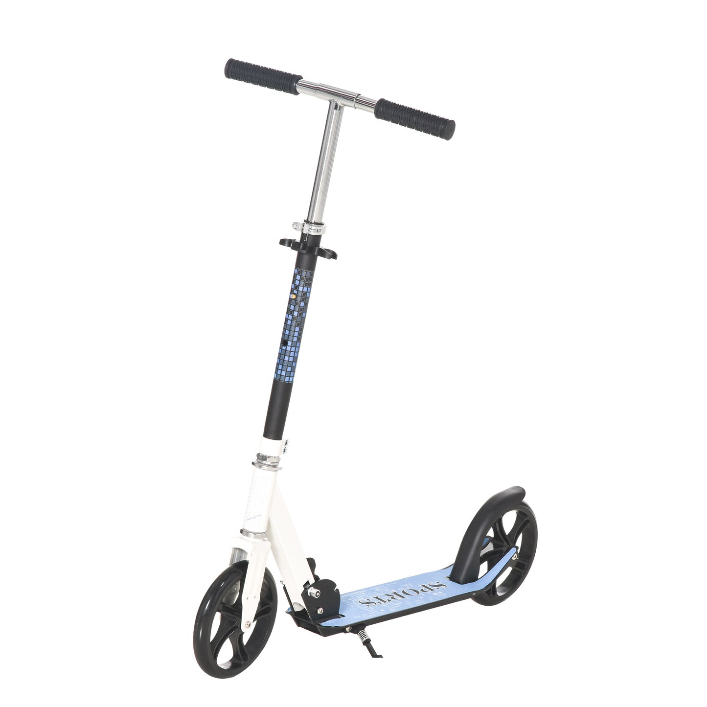 Carousel HOMCOM Kick Scooter Commuter Adjustable Height Wheels Foldable Aluminium White