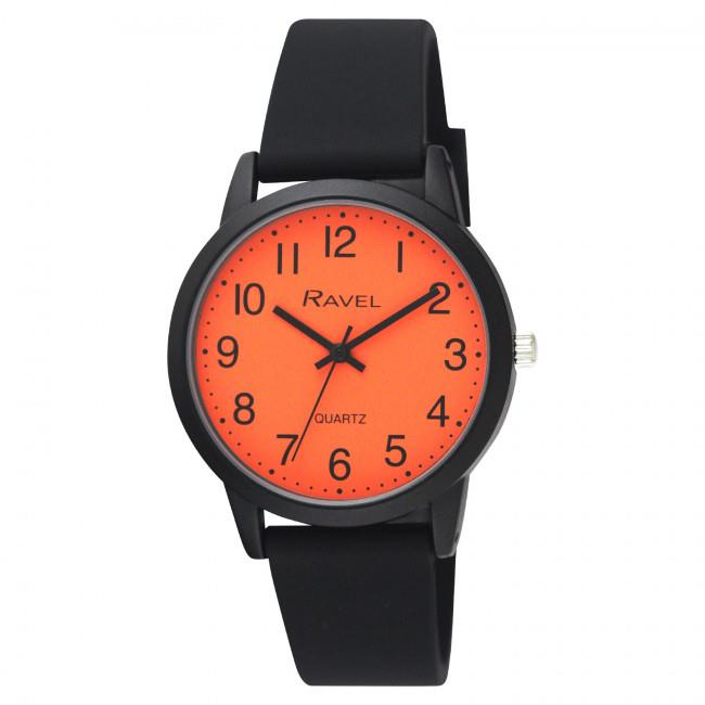 Ravel Ravel Mens Sports Orange Dial with Black Silicone Watch R1814.8