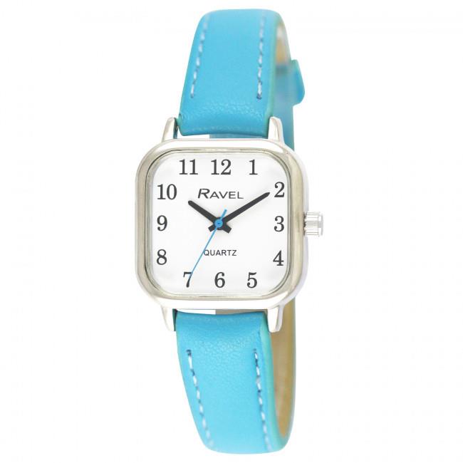 Ravel Ravel Ladies Cushion Shaped Brights Leather Strap Watch Bright Blue