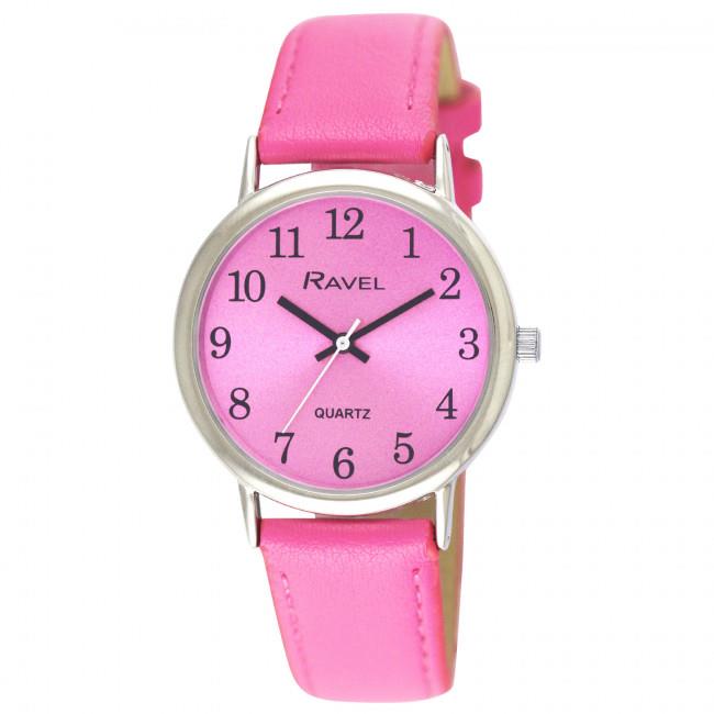 Sekonda Ravel Ladies Classic Brights Leather Strap Watch Bright Pink