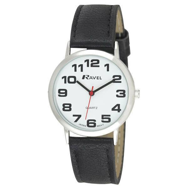 Ravel Ravel Mens Basic White Dial Black Leather Strap Watch R0105.06.1A
