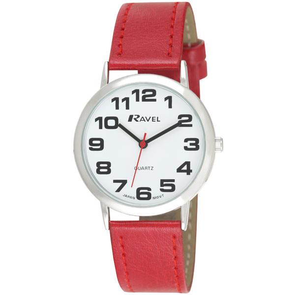 Ravel Ravel Mens Basic White Dial Red Leather Strap Watch R0105.10.1A