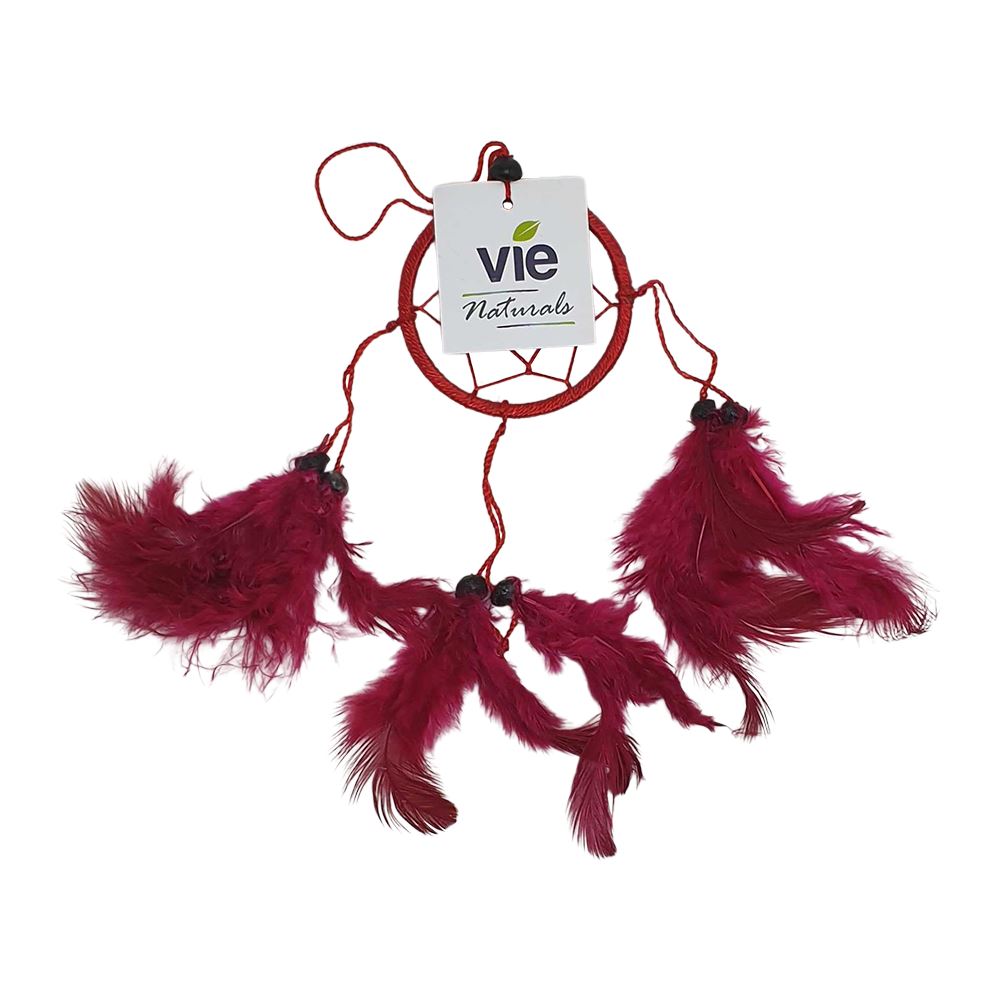 VIE Dream Catcher, 6cm Ring with Bead, Red