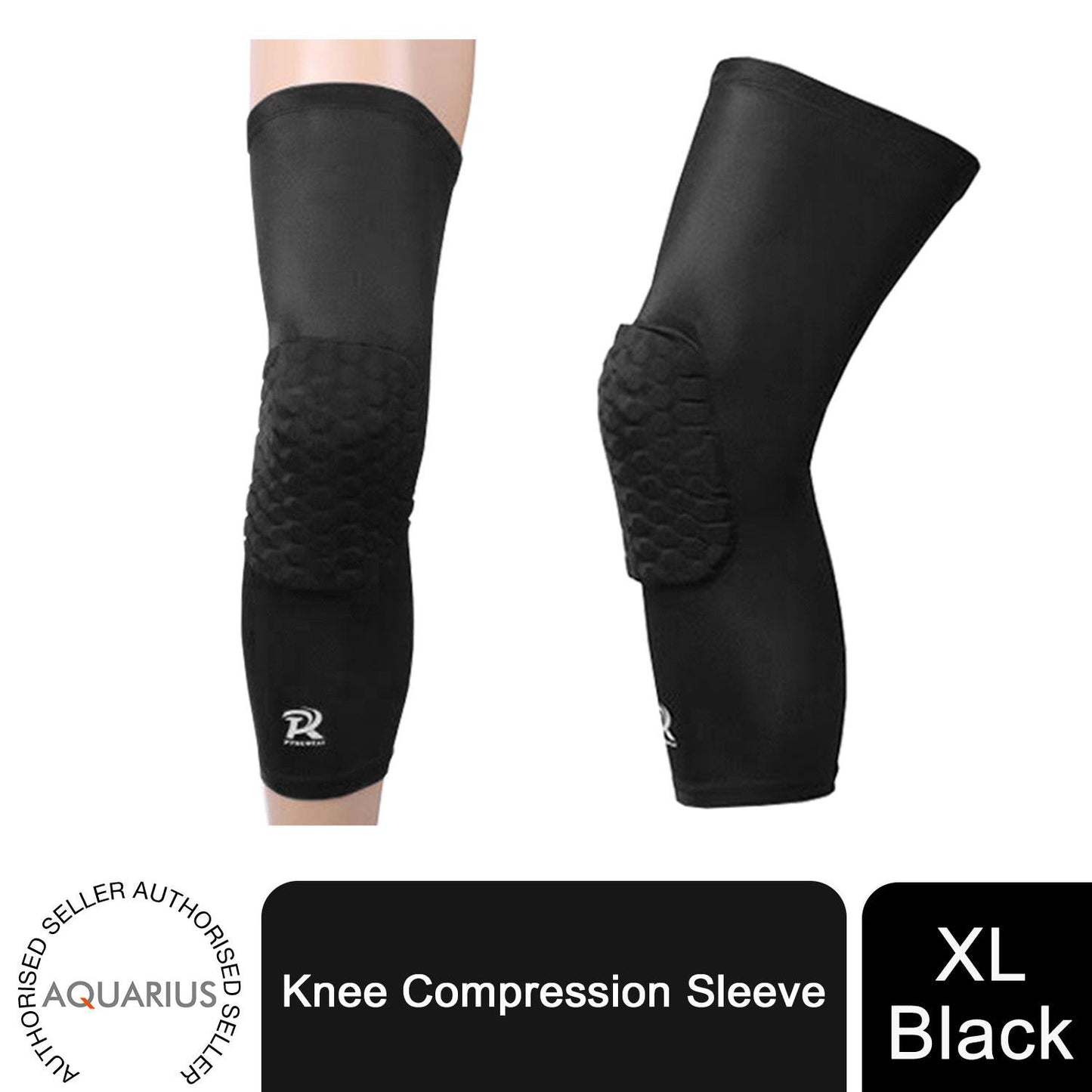 Aquarius Knee Compression Sleeve, Extra Large - Black Black X-Large