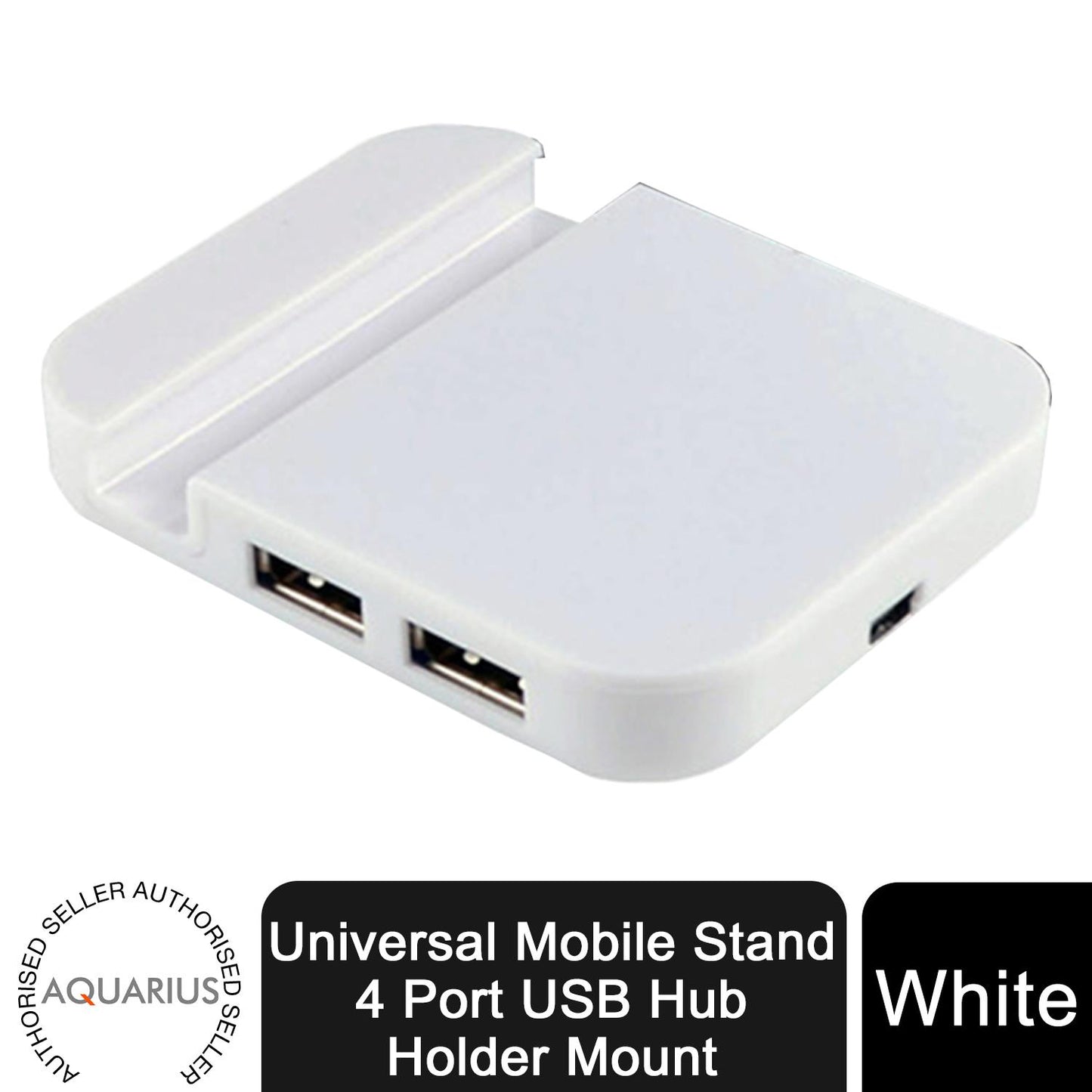 Carousel Universal Mobile Stand 4 Port USB Hub Holder Mount, White Black