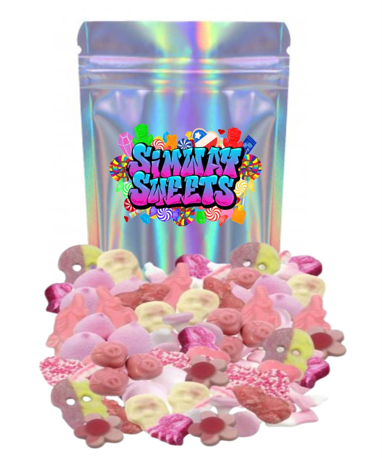 Simway Sweets 1kg Pink Pick n Mix Sweets Assortment Baby Shower Candy