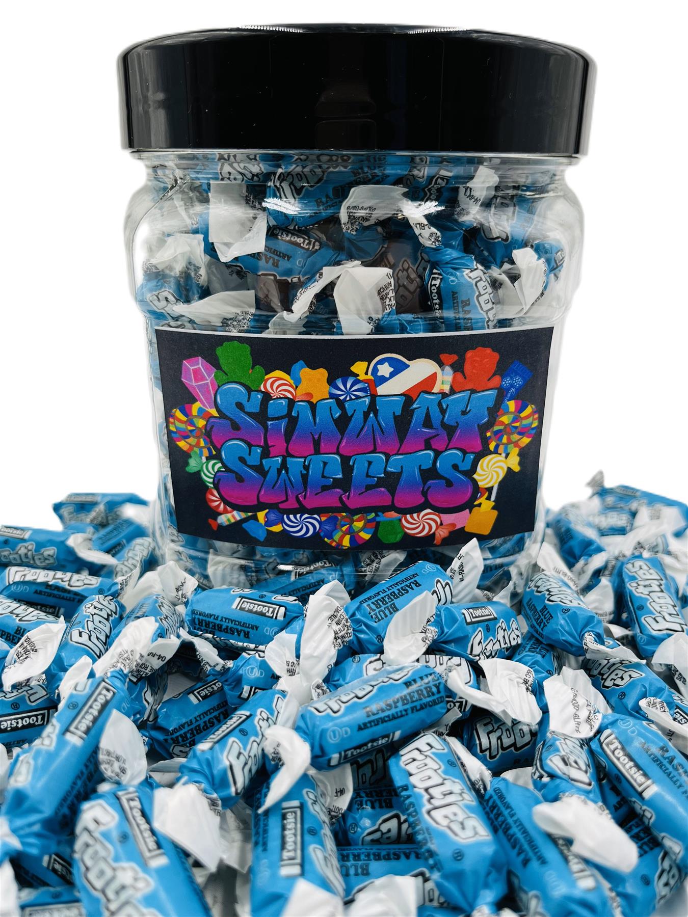 Simway Sweets Frooties Blue Raspberry Jar Avg Count 180