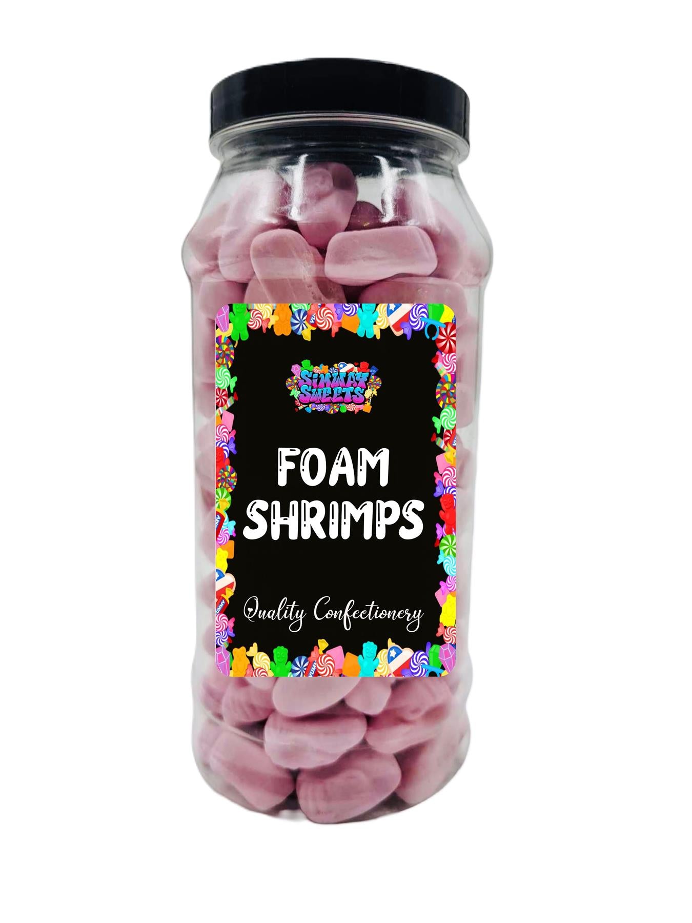 Simway Sweets Foam Shrimps Raspberry Flavour Retro Sweets Gift Jar