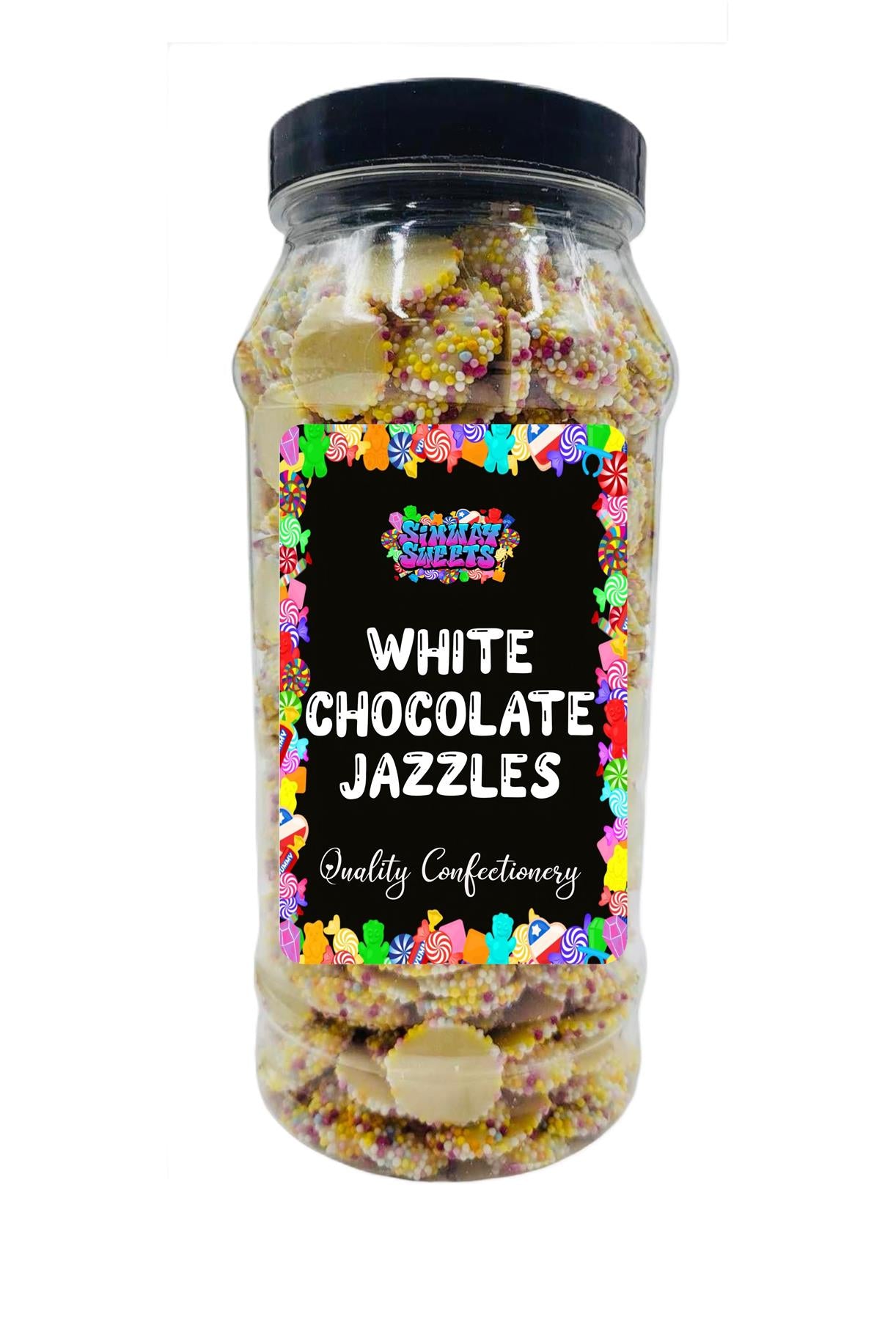Simway Sweets White Chocolate Jazzies Snowies Jazzles Retro Sweets Gift Jar