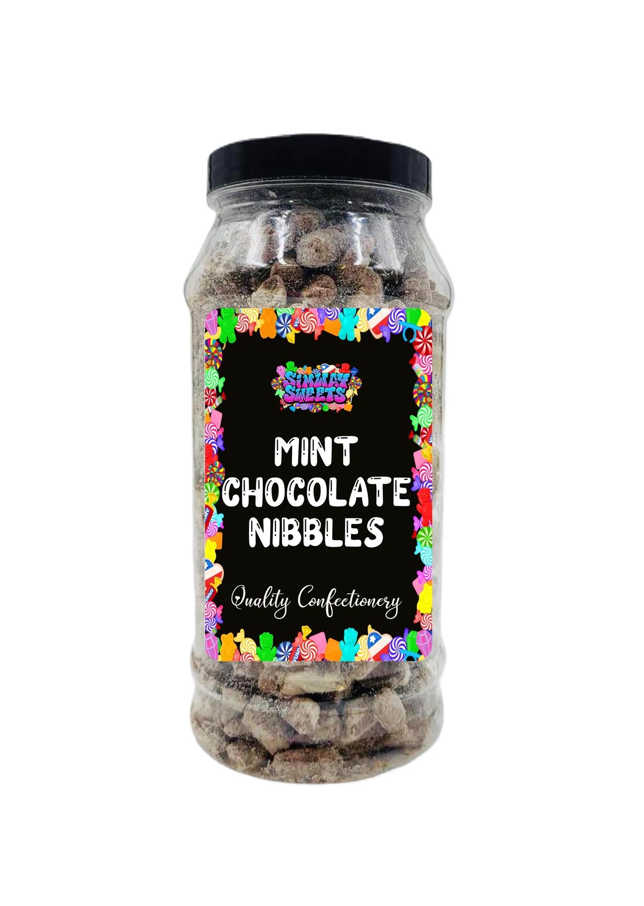 Simway Sweets Mint Flavour Choc Nibbles Retro Sweets Gift Jar