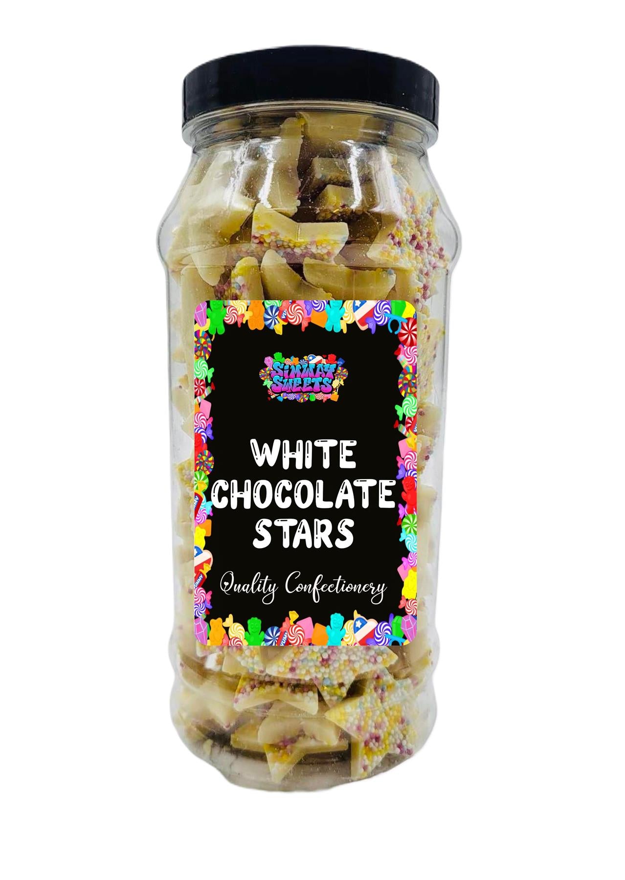 Simway Sweets White Chocolate Stars Jazzies Snowies Jazzles Retro Sweets Gift Jar