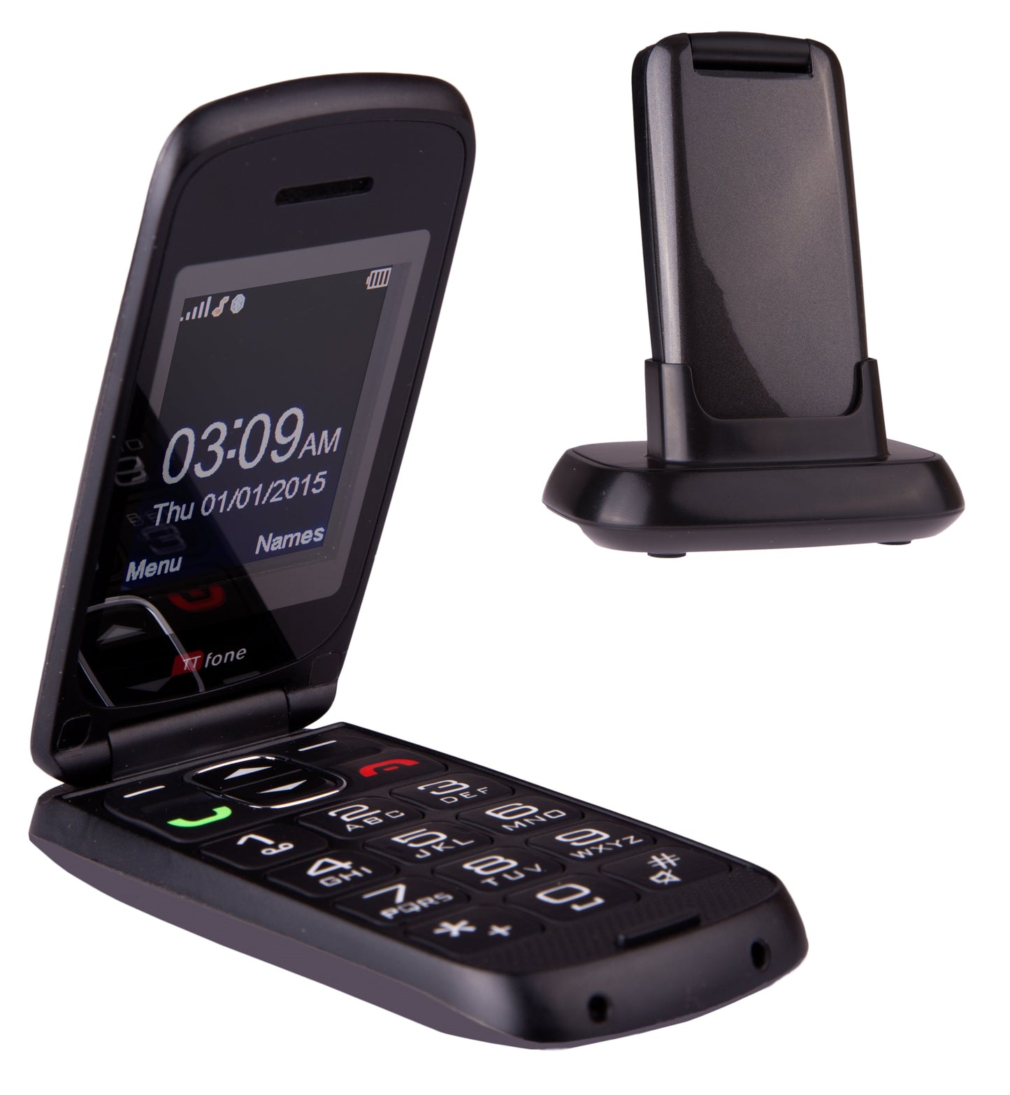 TTfone TTfone Star TT300 Grey Flip Big Button Simple Easy to Use Unlocked Mobile Phone