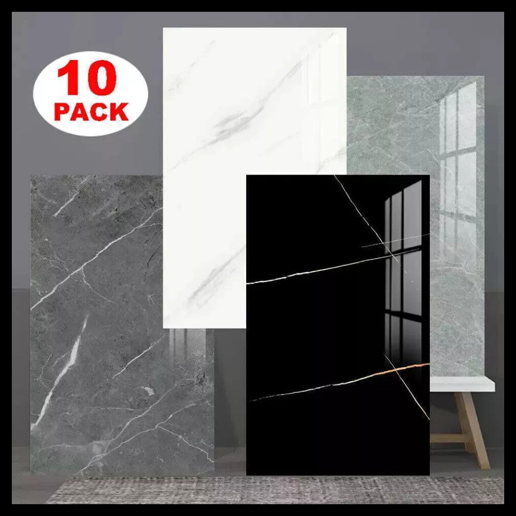 10x Marble Tiles Sticker Self-Adhesive Stick On Kitchen Home Wall Bathroom Decor