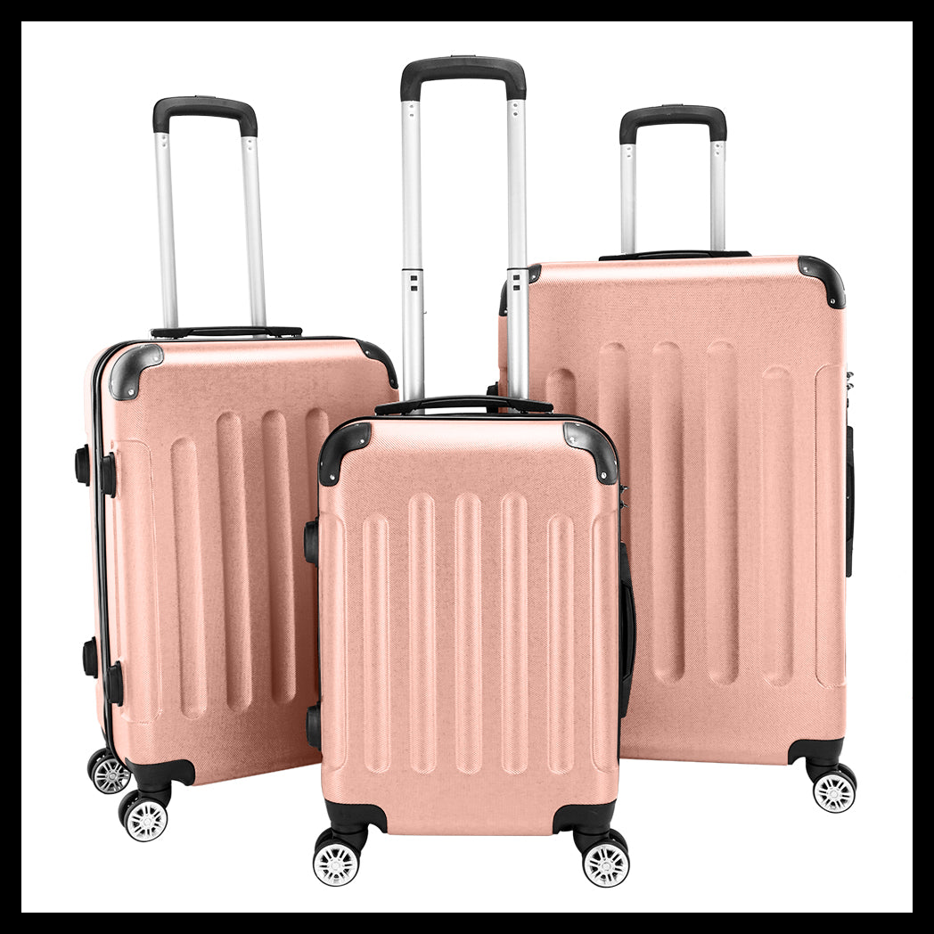 3 Pcs Suitcase Lightweight ABS Carry-on Hand Luggage 4 Spinner Wheels Trolley Case