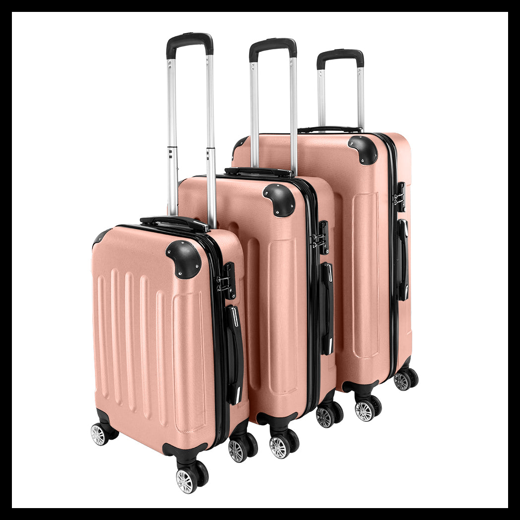 3 Pcs Suitcase Lightweight ABS Carry-on Hand Luggage 4 Spinner Wheels Trolley Case