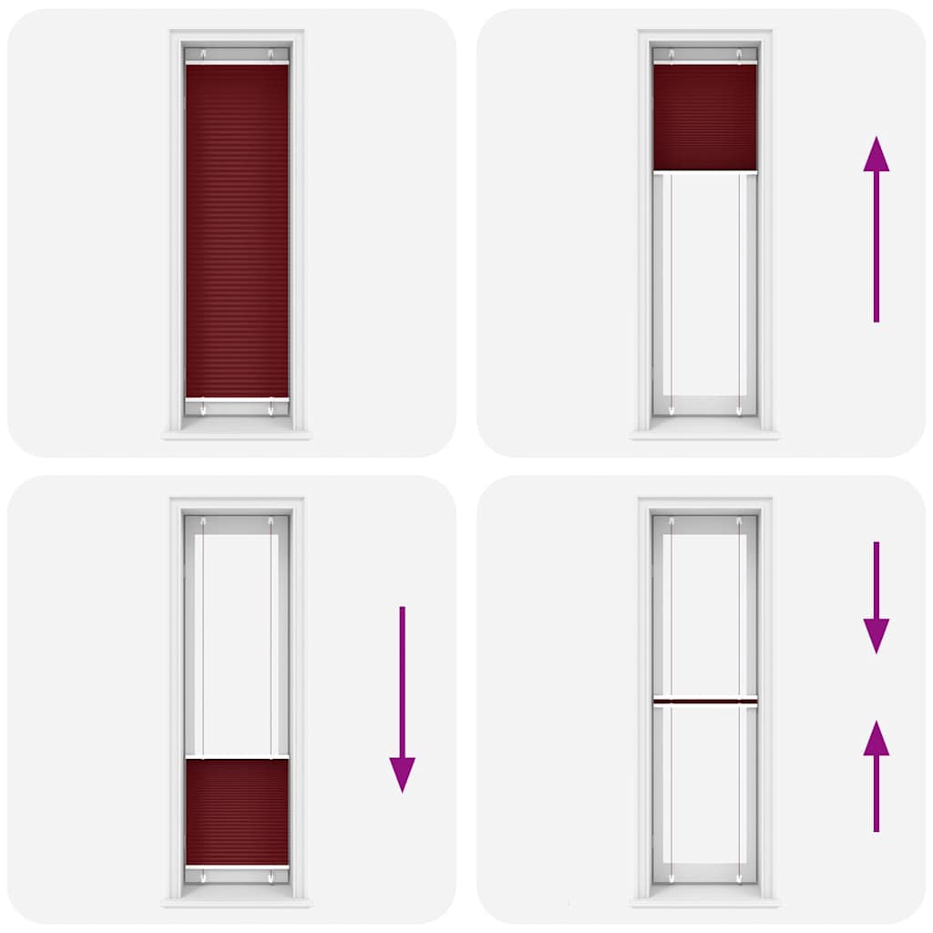 vidaXL Pleated Blind Bordeaux Red 65x200 cm Fabric Width 64.4 cm Polyester