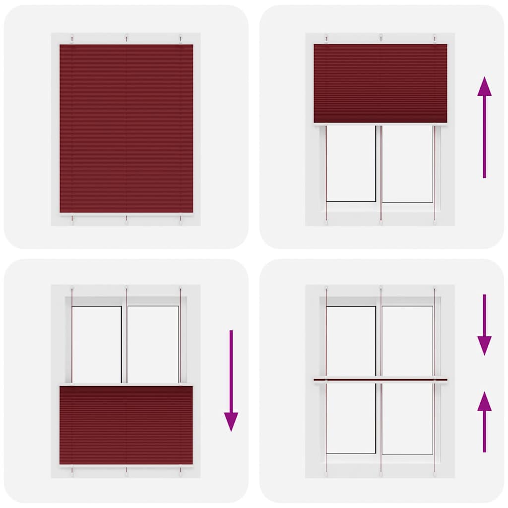 vidaXL Pleated Blind Bordeaux Red 110x100 cm Fabric Width 109.4 cm Polyester