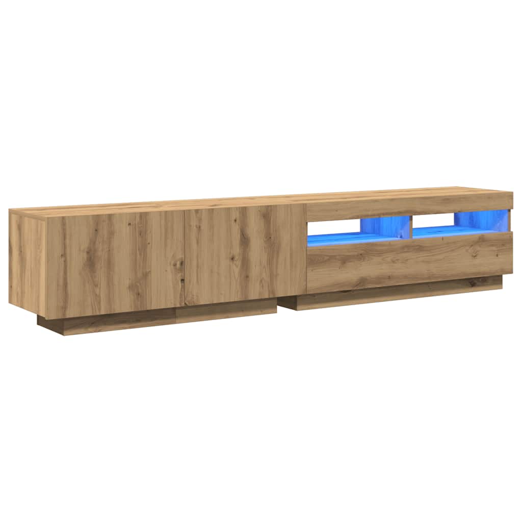 vidaXL TV Cabinet with LED Lights Artisan Oak 200x35x40 cm Engineered Wood