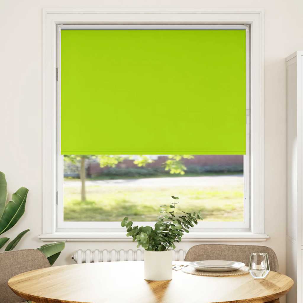 vidaXL Roller Blind Blackout Leaves Green 100x175 cm Fabric Width 95.7 cm Polyester