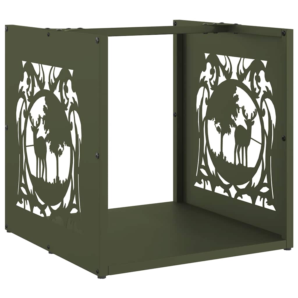 vidaXL Firewood Rack Olive Green 40x40x40 cm Cold-rolled steel