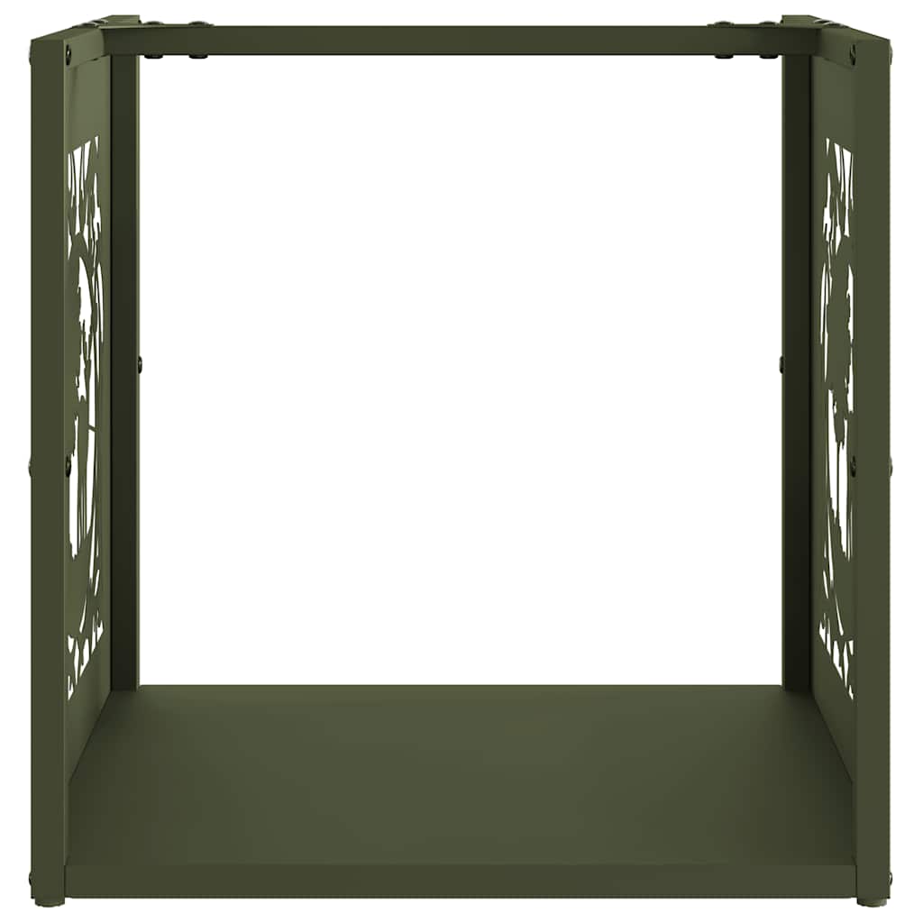 vidaXL Firewood Rack Olive Green 40x40x40 cm Cold-rolled steel