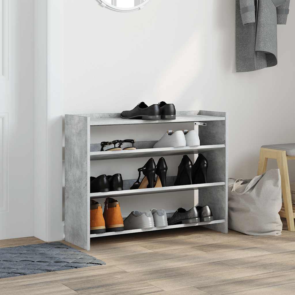 vidaXL Shoe Rack Concrete Oak 80x25x62 cm Engineered Wood