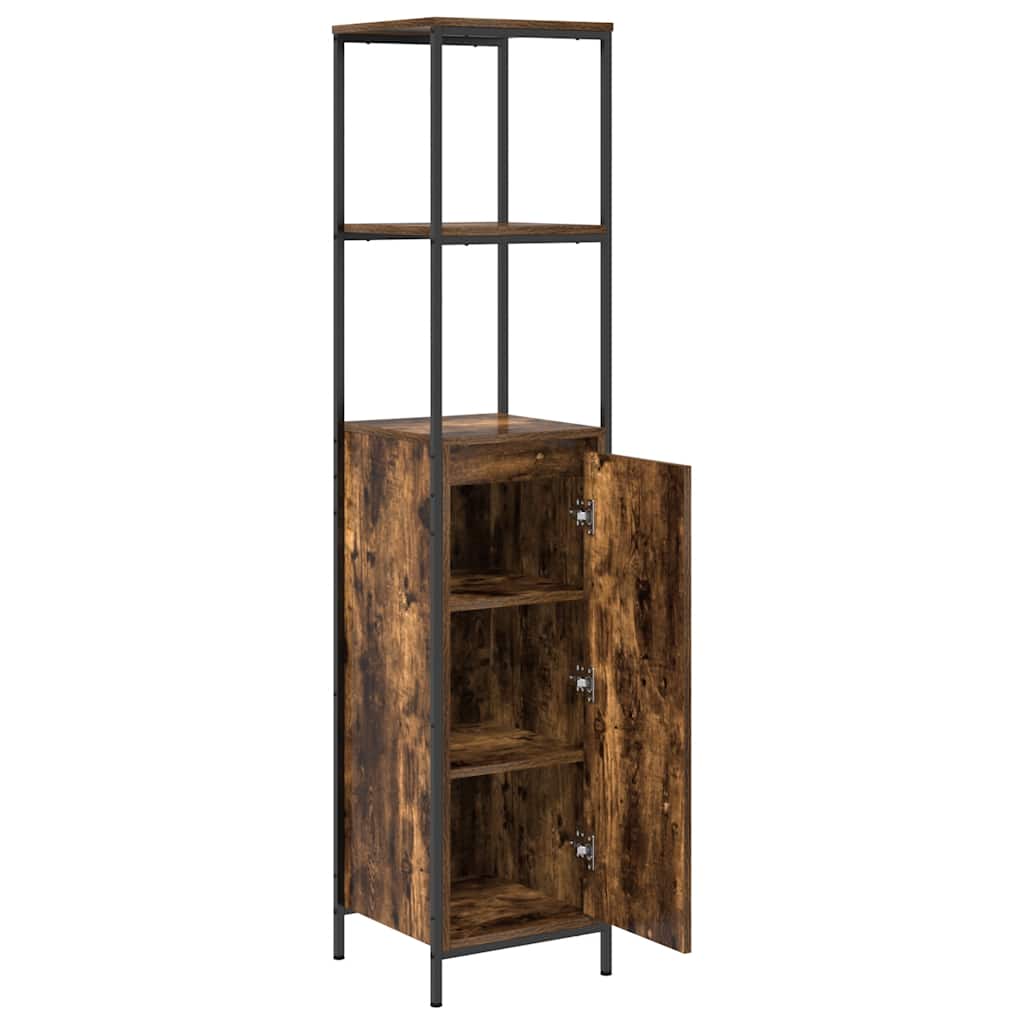 vidaXL Bathroom Cabinet with Shelves Smoked Oak 36x35x165 cm