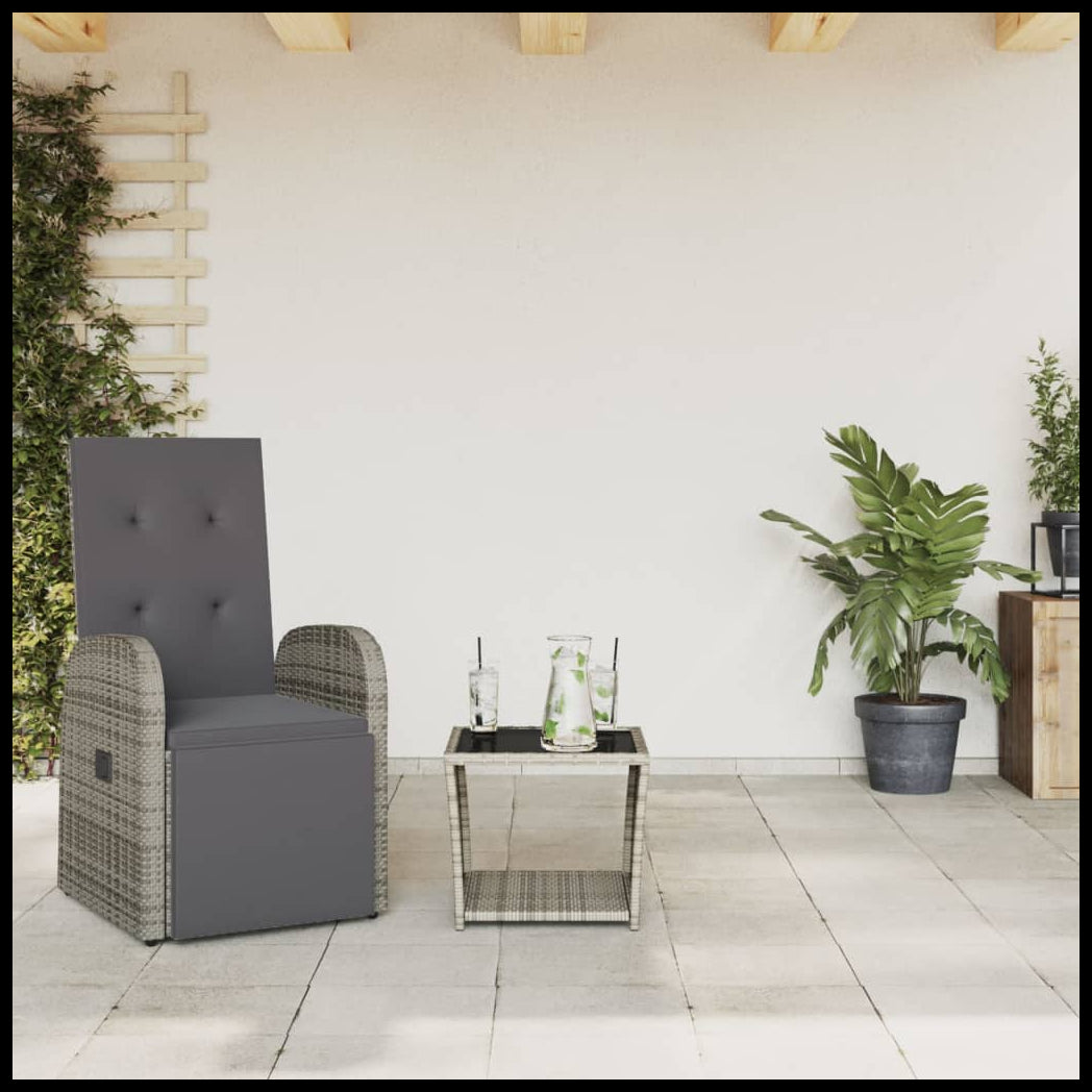 vidaXL 2 Piece Garden Dining Set with Cushions Grey Poly Rattan