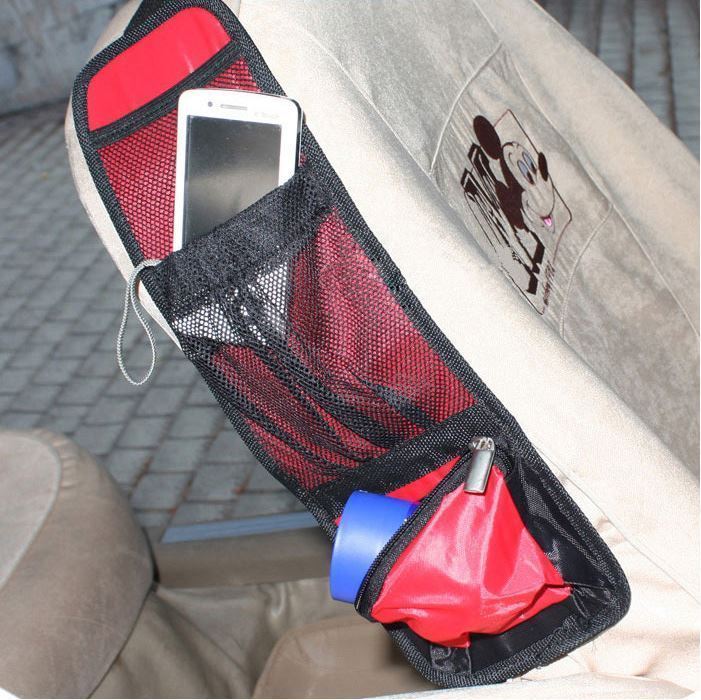 Vinsani PACK OF 2 Car Multi Side Pocket Seat Storage Hanging Bag Organise Pouch - Red