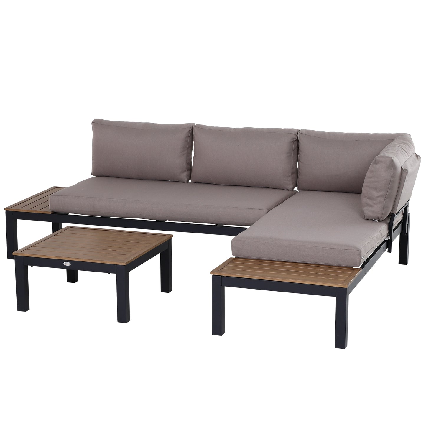 Outsunny 3-Piece Aluminium Frame Outdoor Garden Furniture Set Mixed Grey Yellow/Grey 64cmx74cmx69cm