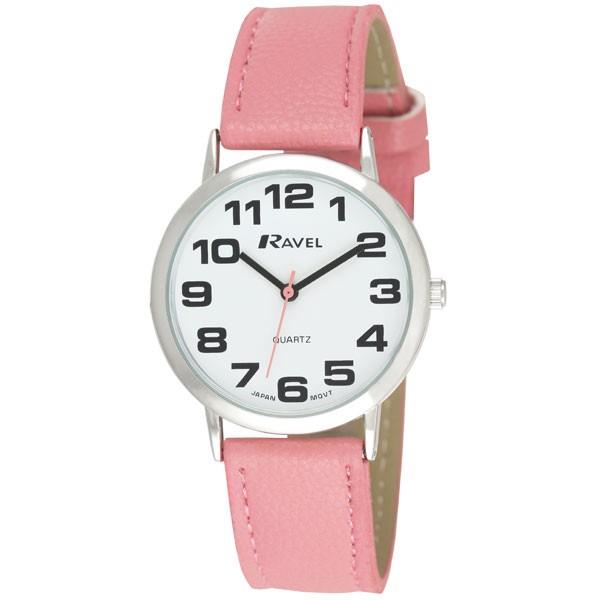 Ravel Ravel Unisex Classic Big Dial Pink Leather Strap Watch R0105.13.15A