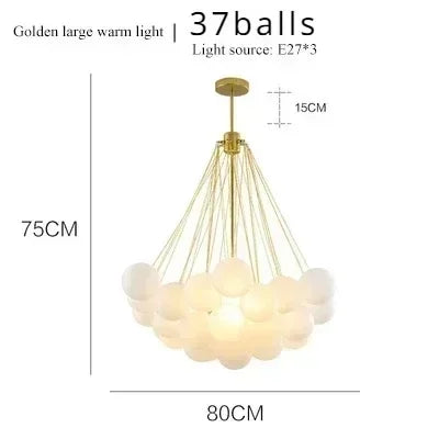 37 Glasses Bubble Chandeliers Frosted Glass Gold Black Pendant Light