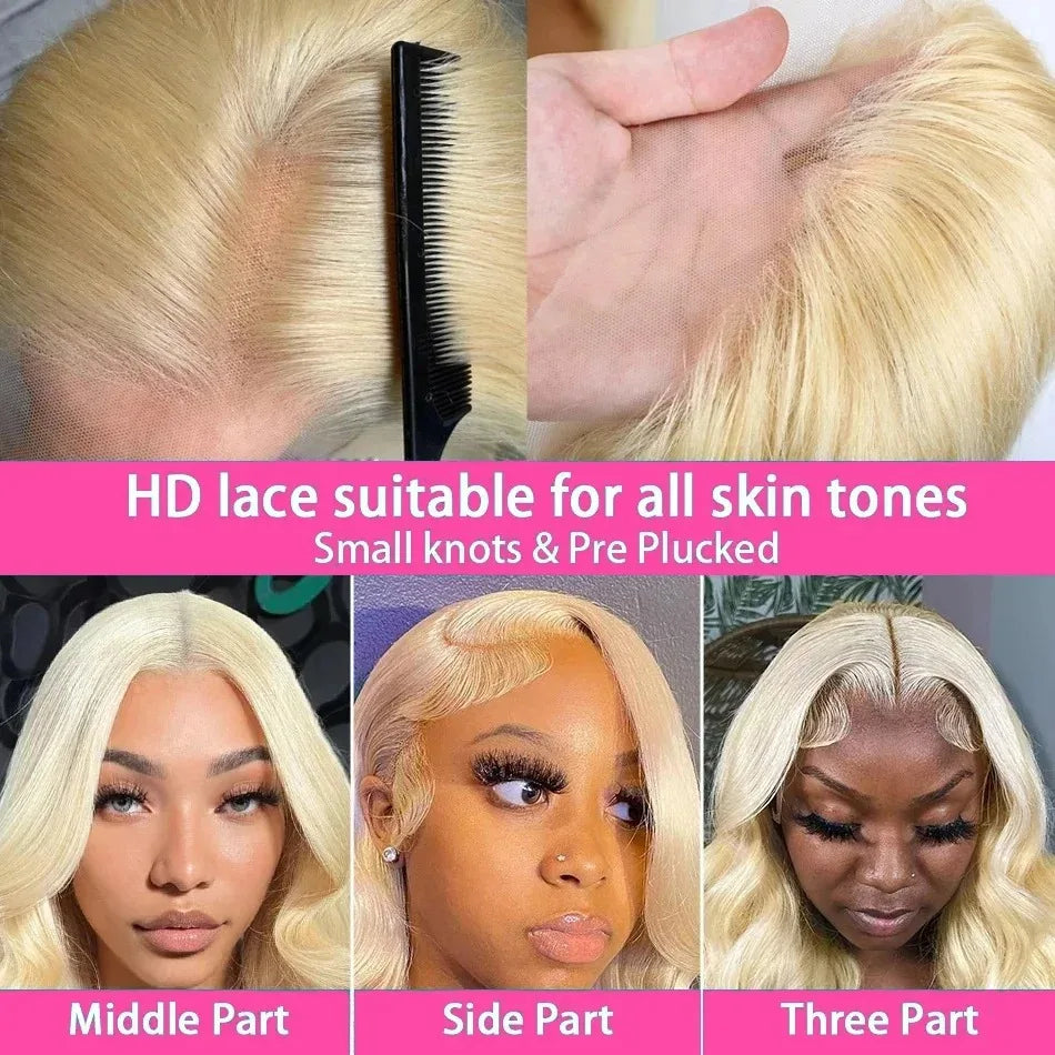 HD Transparent 30 40 Inch 13x6 Lace Frontal Wigs Human Hair Brazilian 150 Density Body Wave 13x5 Honey Blonde 613 Lace Front Wig