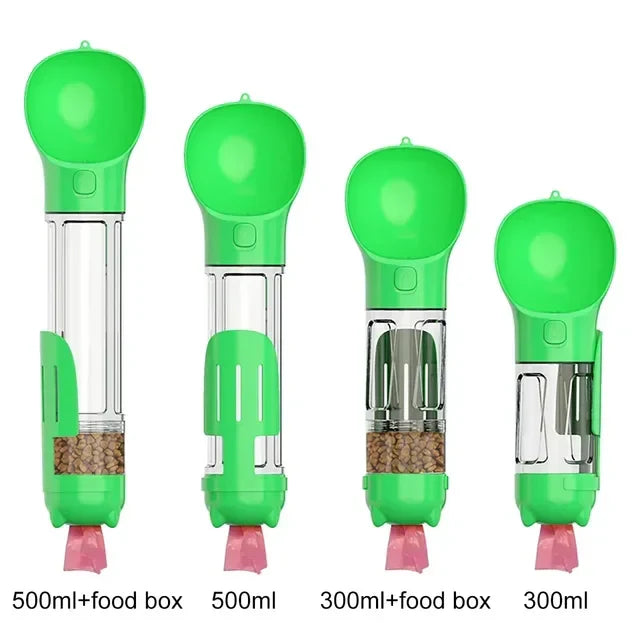 3 in 1 Portable Dog Water Bottle Pet Food Feeder Drinker Poop Dispenser Leak-proof Multifunctional Dog Water Bottle Dog Feeder