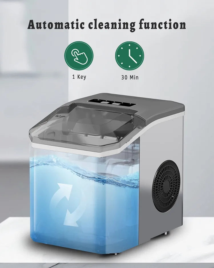 Household One-key Operation Stainless Steel Plastic Small Ice Maker Commercial Simple Operation