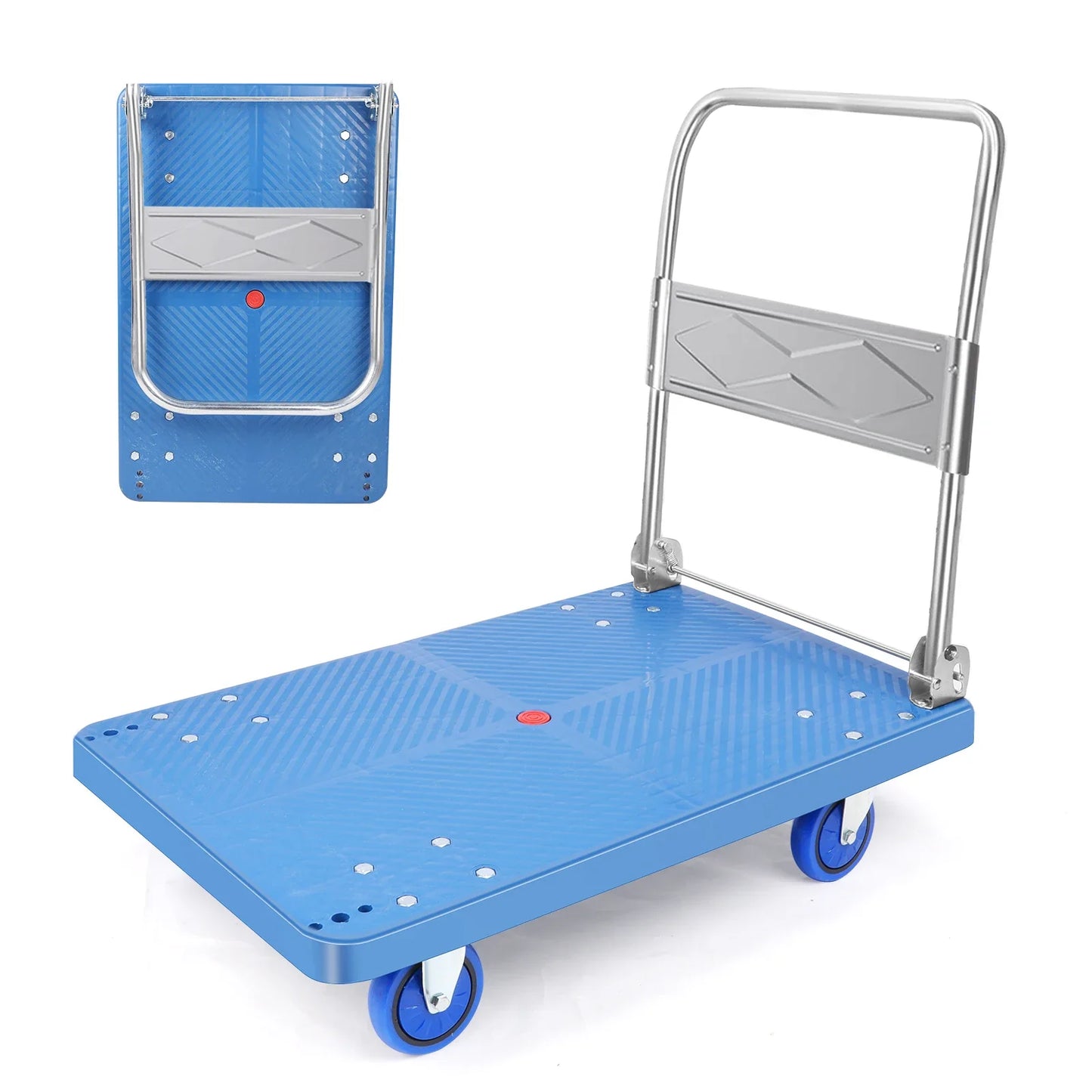 Heavy Duty Shopping Cart Hand Truck Dolly Cart with Wheels Portable Folding Cart Trolley Luggage Cart