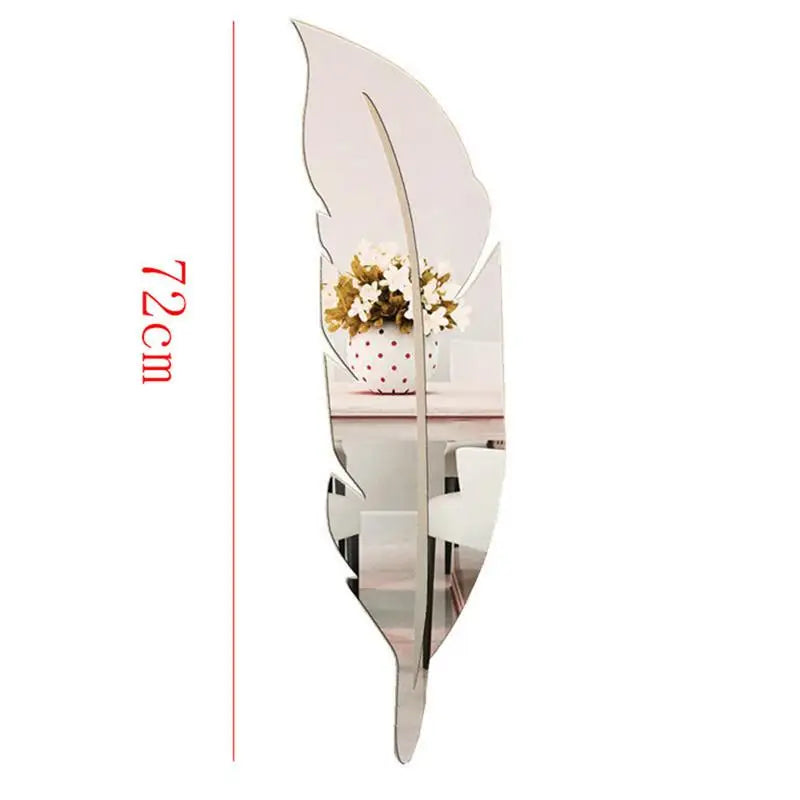 Large Feather Plume 3D Mirror Wall Sticker