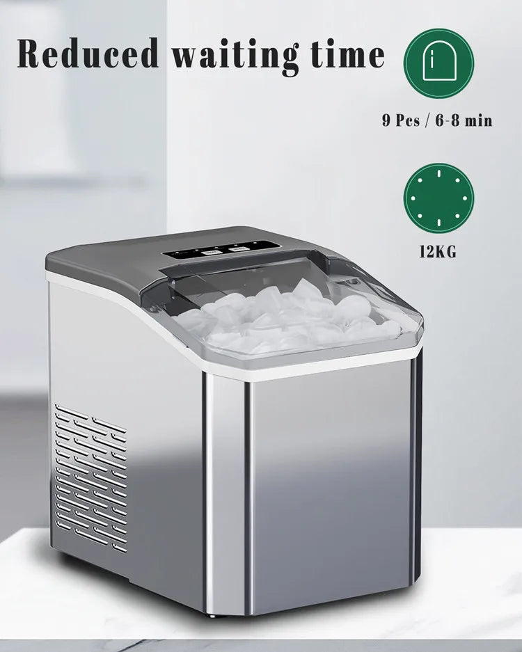 Household One-key Operation Stainless Steel Plastic Small Ice Maker Commercial Simple Operation