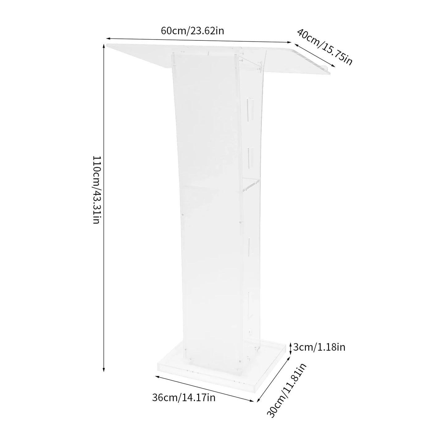 Lectern Plexiglas Podium Clear Standing Acrylic PulPits for Display Speech Podium Portable Academy Pulpit 60*40*110cm